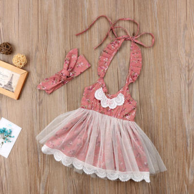 AU Kids Baby Flower Girl Dress Lace Floral Tulle Party Bridesmaid Dress Sundress