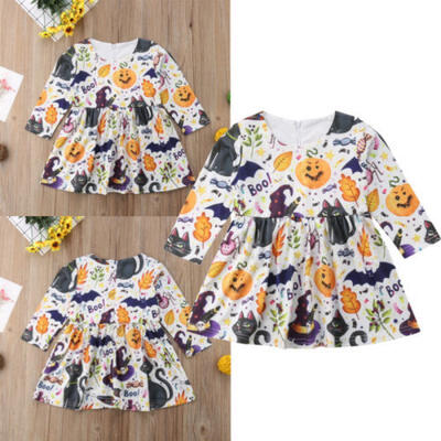 Toddler Kids Baby Girl Halloween Pumpkin Princess Party Dress Outfits Clothes