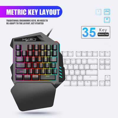 HXSJ V100 35 Key Single Hand Membrane Mini 35 Keys Gaming Keyboard with USB Wired for PUBG LOL CS Gamer
HXSJ V100 35 Key Single Hand Membrane Mini 35 Keys Gaming Keyboard with USB Wired for PUBG LOL CS Gamer