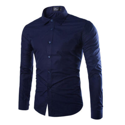 Fashion Mens Casual Shirt Slim Fit Stylish Dress Shirts Long Sleeve Mens Tops