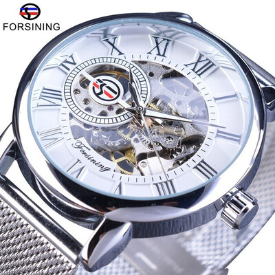 Forsining Hand Winding Mechanical Watch Fashion Design Silver Stainless Steel Band Casual Wrist Watch Luminous Hands
Forsining Hand Winding Mechanical Watch Fashion Design Silver Stainless Steel Band Casual Wrist Watch Luminous Hands