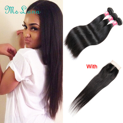 Ms Luna Hair Brazilian Straight Human Hair Weaves with Closure 100 Human Hair Extension 3 PCS With 4x4" Free3 Part Lace Closure
Ms Luna Hair Brazilian Straight Human Hair Weaves with Closure 100 Human Hair Extension 3 PCS With 4x4" Free3 Part Lace Closure