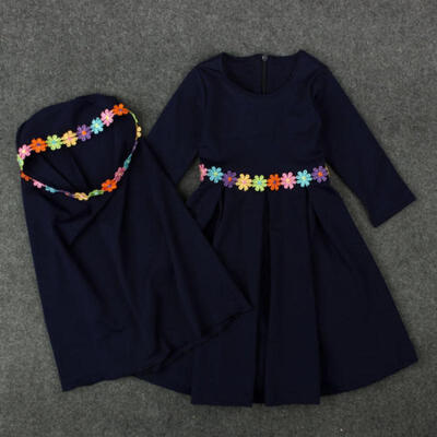 Toddler Kids Girl Dress Muslim Hijab Islamic Abaya KaftanBown Arab Maxi Dress