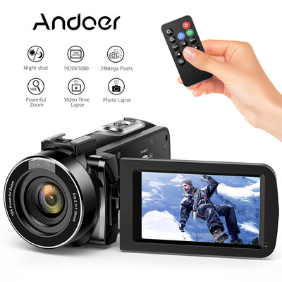 Andoer FHD 1080P Camecorder Digital Video Camera Infrared Night Vision 24MP 30" Rotating LCD Screen 16X Digital Zoom Remote Cont
Andoer FHD 1080P Camecorder Digital Video Camera Infrared Night Vision 24MP 30" Rotating LCD Screen 16X Digital Zoom Remote Cont