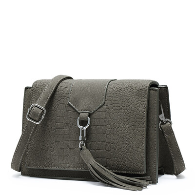 Lady Ma Lanti ladies bag sweet ladies trend handbags crocodile pattern shoulder Messenger bag B177 gray