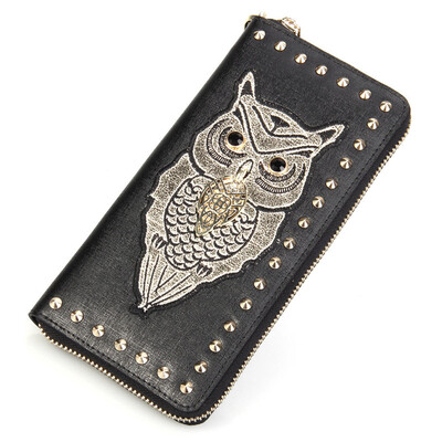 OMTO cowhide female wallet fashion rivets owl embroidery long wallet multi-card hand carry women bag wallet lady wallet black
OMTO cowhide female wallet fashion rivets owl embroidery long wallet multi-card hand carry women bag wallet lady wallet black