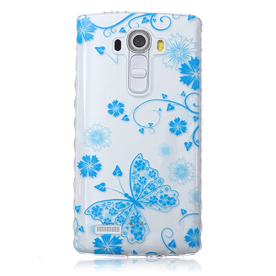 Blue butterfly Pattern Soft Thin TPU Rubber Silicone Gel Case Cover for LG G4