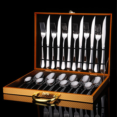 Sunny song Western food tableware stainless steel steak knife&fork spoon luxury gift box 24 sets of gold 0928
Sunny song Western food tableware stainless steel steak knife&fork spoon luxury gift box 24 sets of gold 0928
