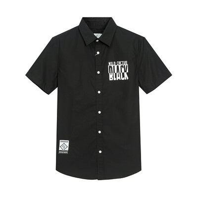 Semir Long Sleeve Shirt Men's Short Sleeve Letter Print Casual Cotton Shirt 13216041019 Black S