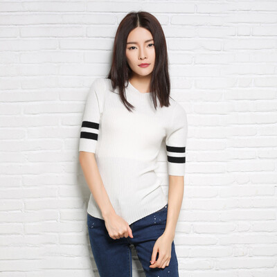Velvet world good hit color stripes five points sleeve half-high collar knitted bottom shirt T-shirt R5032 white all code
Velvet world good hit color stripes five points sleeve half-high collar knitted bottom shirt T-shirt R5032 white all code
