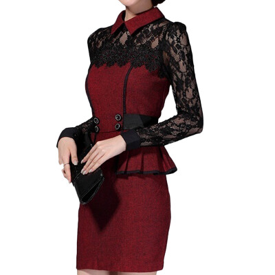 Fashion Women Woolen and Lace Dress Slim Long Sleeves Wedding Party Dress Evening Dress
Fashion Women Woolen and Lace Dress Slim Long Sleeves Wedding Party Dress Evening Dress