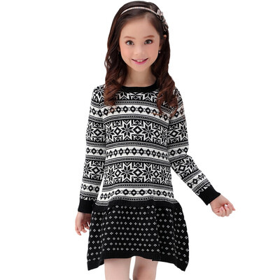 Xin Song girl black fashion snowflakes long-sleeved sweater dress autumn and winter England design warm hedge knit dress C305A130
Xin Song girl black fashion snowflakes long-sleeved sweater dress autumn and winter England design warm hedge knit dress C305A130