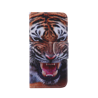 Tiger Design PU Leather Flip Cover Wallet Card Holder Case for SAMSUNG J710 J72016