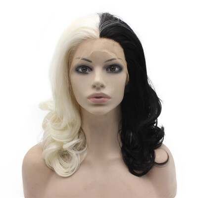 Iwona Synthetic Hair Lace Front Shoulder Length Wavy Half White Black Two Tone Wig
Iwona Synthetic Hair Lace Front Shoulder Length Wavy Half White Black Two Tone Wig