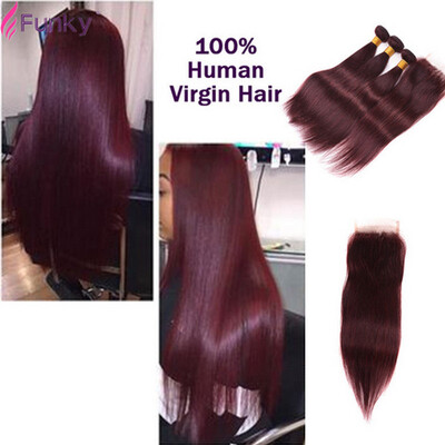 7A Burgundy Brazilian Hair Straight With Closure 99J Wine Red Brazilian Hair 3 Bundles With Closure Human Hair No Shedding
7A Burgundy Brazilian Hair Straight With Closure 99J Wine Red Brazilian Hair 3 Bundles With Closure Human Hair No Shedding