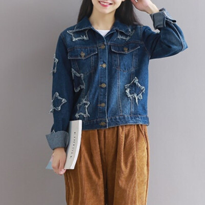 City Plus CITYPLUS Arts & Crafts Broad Star Relaxation Code Long Sleeve Denim Cloth Patch Short Jacket CWWY173351 Blue L
City Plus CITYPLUS Arts & Crafts Broad Star Relaxation Code Long Sleeve Denim Cloth Patch Short Jacket CWWY173351 Blue L