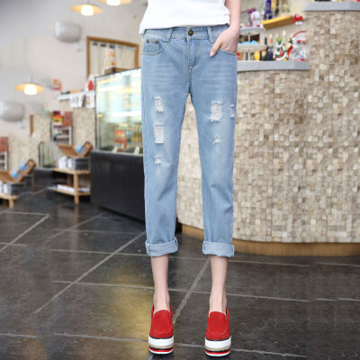VIVAHEART Korean casual Harlan hole nine points jeans women loose BF feet pants tide VWKN173238 light blue 27
VIVAHEART Korean casual Harlan hole nine points jeans women loose BF feet pants tide VWKN173238 light blue 27