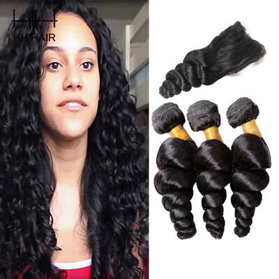 HHHair Cambodian Virgin Hair Loose Wave With Closure Weave Human Hair 3 Bundles With 4x4 inch Lace closure Cambodian Loose Wave
HHHair Cambodian Virgin Hair Loose Wave With Closure Weave Human Hair 3 Bundles With 4x4 inch Lace closure Cambodian Loose Wave