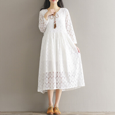 CITYPLUS Mori art lace flower wild leisure long paragraph dress female CWQZ171151 white white
CITYPLUS Mori art lace flower wild leisure long paragraph dress female CWQZ171151 white white
