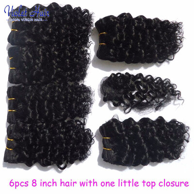 7a Black color Mongolian Kinky Curly Hair With Top Lace Closure Tissage Bresilienne Avec Closure 8inch 6 Bundles short hair 200g
7a Black color Mongolian Kinky Curly Hair With Top Lace Closure Tissage Bresilienne Avec Closure 8inch 6 Bundles short hair 200g