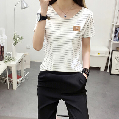 VIVAHEART casual fashion wild short-sleeved T-shirt female striped bottom coat VWTD174143 white stripes
VIVAHEART casual fashion wild short-sleeved T-shirt female striped bottom coat VWTD174143 white stripes