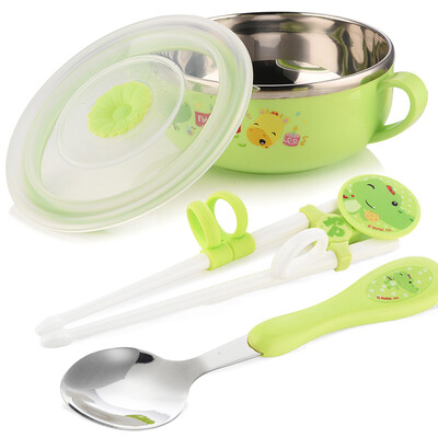 Fisher-Price tableware baby food supplement stainless steel double handle insulation bowl + chopsticks + spoon 350ML green
Fisher-Price tableware baby food supplement stainless steel double handle insulation bowl + chopsticks + spoon 350ML green