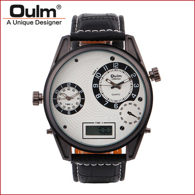 Oulm brand led digital with dual time zone quartz PC21S for men HP3581