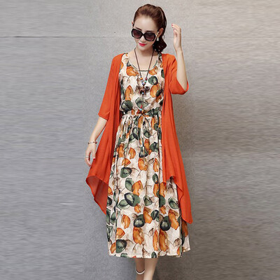 Arthur Rattles Cotton Batt Cotton Two-piece Dress Temperament Long Sleeveless Print Vest Skirt Cardigan Set Skirt G8342 Orange
Arthur Rattles Cotton Batt Cotton Two-piece Dress Temperament Long Sleeveless Print Vest Skirt Cardigan Set Skirt G8342 Orange