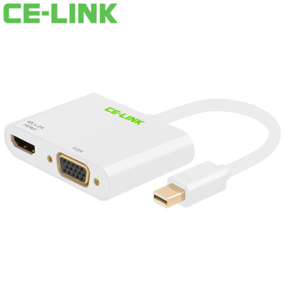 CE-LINK Mini DP to VGA HDMI two-in-one converter lightning interface Apple Mini Mini Displayport adapter support 4K 2K white 1516
CE-LINK Mini DP to VGA HDMI two-in-one converter lightning interface Apple Mini Mini Displayport adapter support 4K 2K white 1516