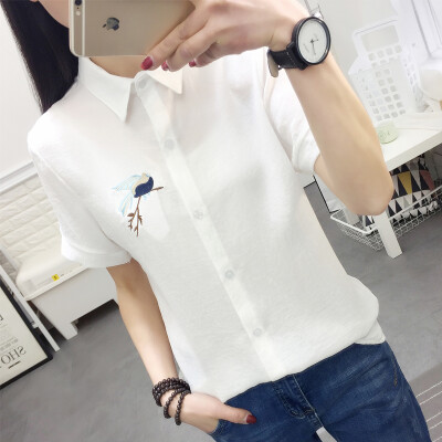 VIVAHEART embroidery bird pattern shirt female short sleeve Korean casual tide tide VWCD174242 white all
VIVAHEART embroidery bird pattern shirt female short sleeve Korean casual tide tide VWCD174242 white all