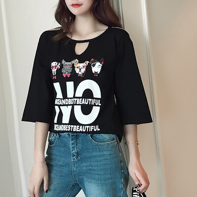 VIVAHEART Korean version of the five-point sleeve hollow T-shirt loose print pattern underwear coat tide tide VWTD173131 white
VIVAHEART Korean version of the five-point sleeve hollow T-shirt loose print pattern underwear coat tide tide VWTD173131 white