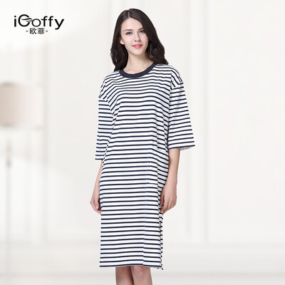 ICoffy Sleeping skirt cotton round neck collar loose sleeves long sleeves home service OF8003 possession of green stripes are code
ICoffy Sleeping skirt cotton round neck collar loose sleeves long sleeves home service OF8003 possession of green stripes are code