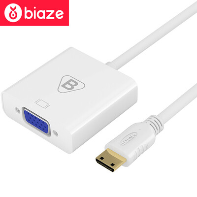 BIAZE Mini HDMI VGA конвертер адаптер конвертер VGA мини HDMI HD линии питания аудио магнитофонов, подключенного к проектору ноутбука таблетки ZH12-PC