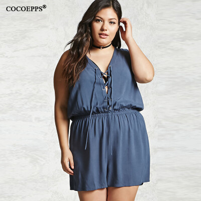 COCOEPPS Women Large Size Rompers 2017 Plus Size Ladies V Neck Sleeveless Short Jumpsuit Summer Playsuit Macacaos Femme
COCOEPPS Women Large Size Rompers 2017 Plus Size Ladies V Neck Sleeveless Short Jumpsuit Summer Playsuit Macacaos Femme