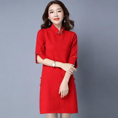 A pond morning 2017 fall seven sleeves in the long paragraph improved cheongsam sweater dress S63Z0014A30M red
A pond morning 2017 fall seven sleeves in the long paragraph improved cheongsam sweater dress S63Z0014A30M red