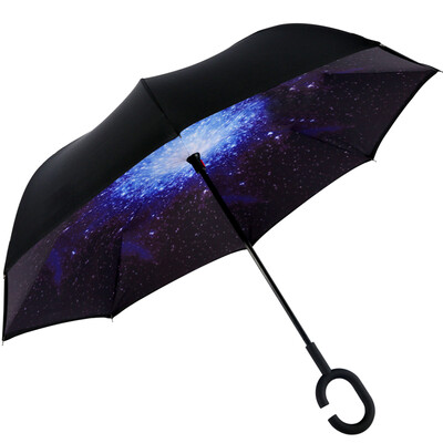 Heaven umbrella UPF50 double sunscreen straight arm open reverse umbrella sunny umbrella 31829D Star blue 
Heaven umbrella UPF50 double sunscreen straight arm open reverse umbrella sunny umbrella 31829D Star blue