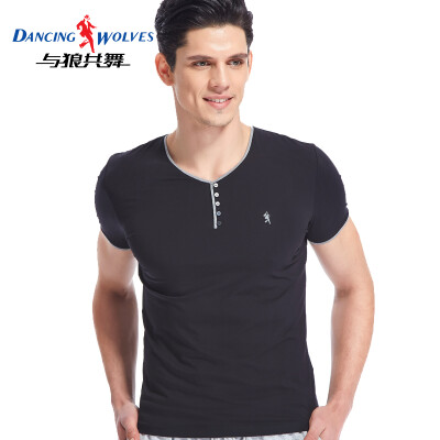 Dancing with wolves short-sleeved T-shirt mens cotton slim solid color V-neck half-sleeve male 9869 black
Dancing with wolves short-sleeved T-shirt mens cotton slim solid color V-neck half-sleeve male 9869 black