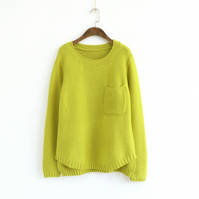Autumn new round neck solid color curling single pockets long sleeves knitted sweater ladies
Autumn new round neck solid color curling single pockets long sleeves knitted sweater ladies