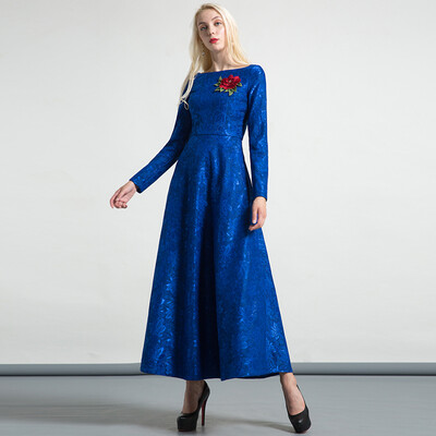 DF · RS Paul blue jacquard dress long section knee 2017 autumn and winter new round neck waist dress
DF · RS Paul blue jacquard dress long section knee 2017 autumn and winter new round neck waist dress