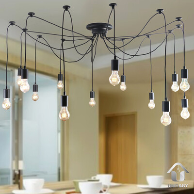 BOKT Vintage Edison Multiple Ajustable DIY Pendant Spider Lights Ceiling Light Fixtures Metal Chandeliers Lighting(Black 14-light
BOKT Vintage Edison Multiple Ajustable DIY Pendant Spider Lights Ceiling Light Fixtures Metal Chandeliers Lighting(Black 14-light
