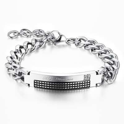 Yoursfs® Unique Couple Jewelry Womens and Mens Plain Classic Crystal Drill Titanium Steel Lover's Stamp Bracelet
Yoursfs® Unique Couple Jewelry Womens and Mens Plain Classic Crystal Drill Titanium Steel Lover's Stamp Bracelet