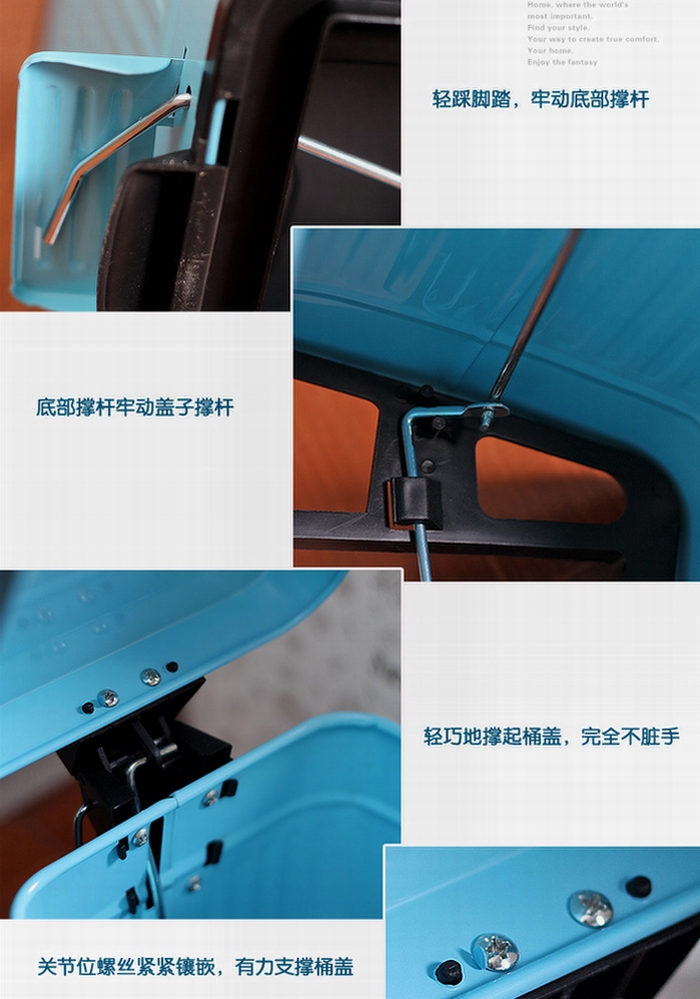 欧润哲 垃圾桶 方形脚踏厨房家居卫生清洁桶 蓝色12L
