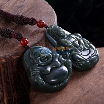 7000年和田玉 青玉 福安相随<em>观音佛</em>对佩(男戴