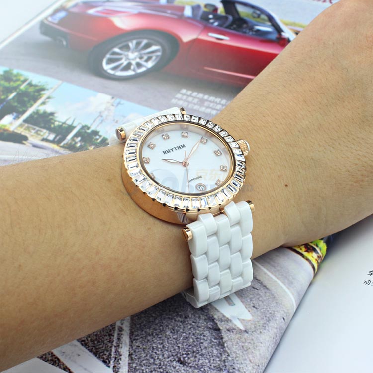【丽声女款手表】丽声RHYTHM 施华洛方钻镶