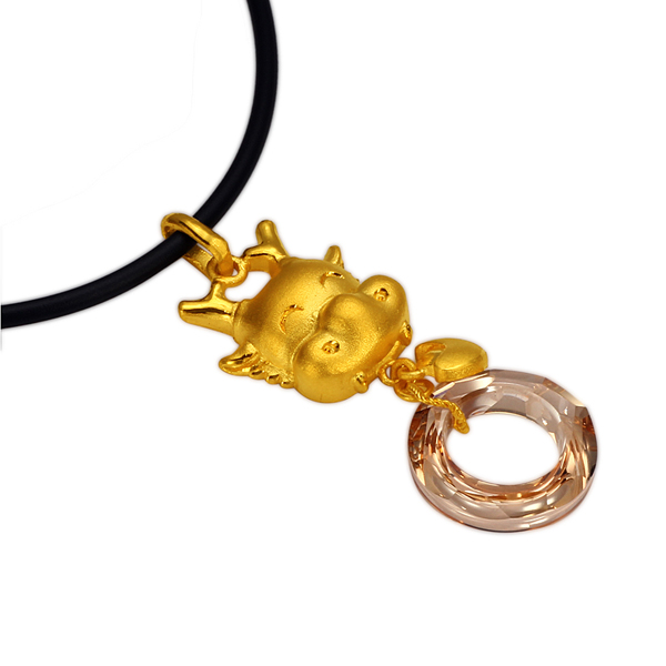 第可金饰 千足金施华洛世奇元素水晶吊坠 招财