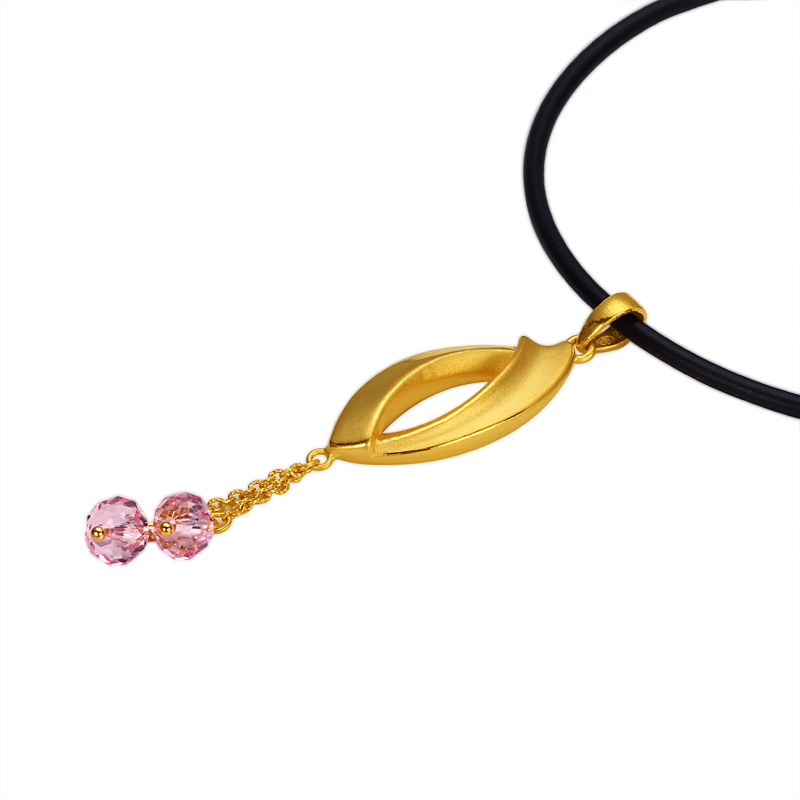 第可金饰 千足金施华洛世奇元素水晶吊坠 回眸