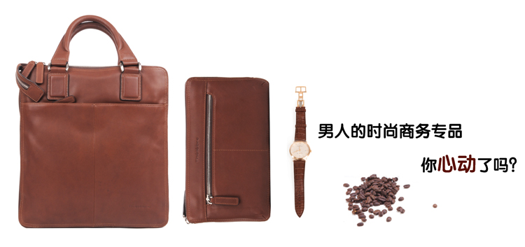 bre希伯莱 男士商务休闲牛皮啡色公文手提包T