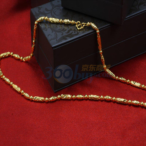 萃华金店 千足金黄金精品项链 六角间珠间橄榄