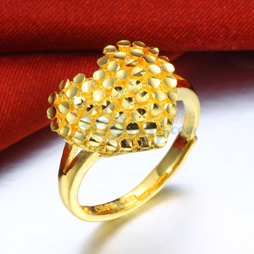 萃华金店 千足金黄金精品戒指 心光灿烂 6.25g