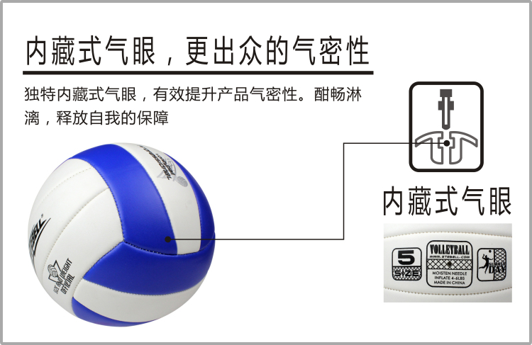 斯特贝恩PVC车缝排球 中考排球-清新白蓝 XV